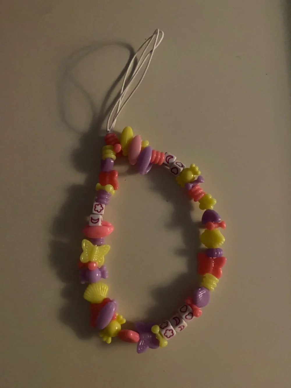 Multicolor Beaded cell phone strap - Pink, Purple & Yellow